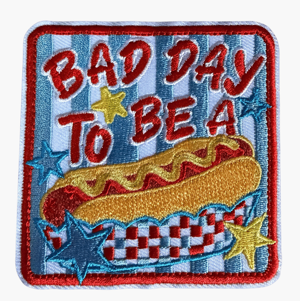 Bad Day to Be a Hotdog embroidered patch retro diner style