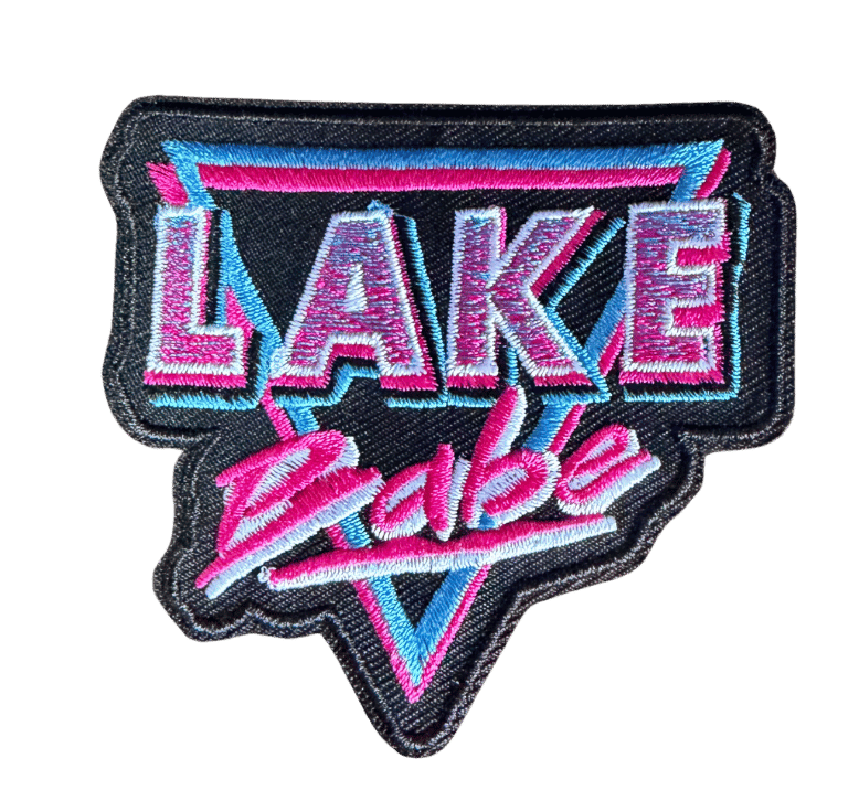 Lake Babe embroidered patch retro 80s neon design