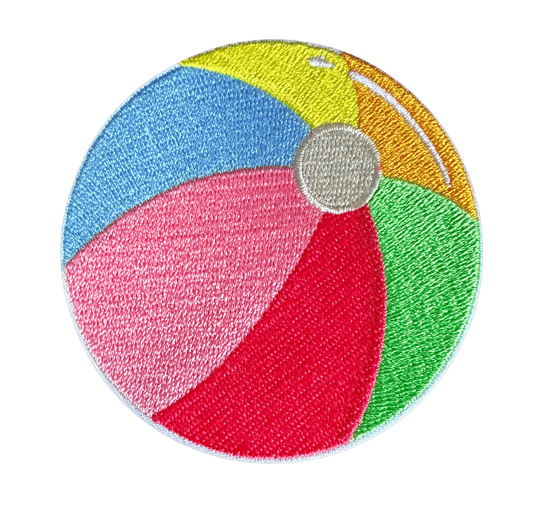 Beach ball embroidered patch with multicolor panels